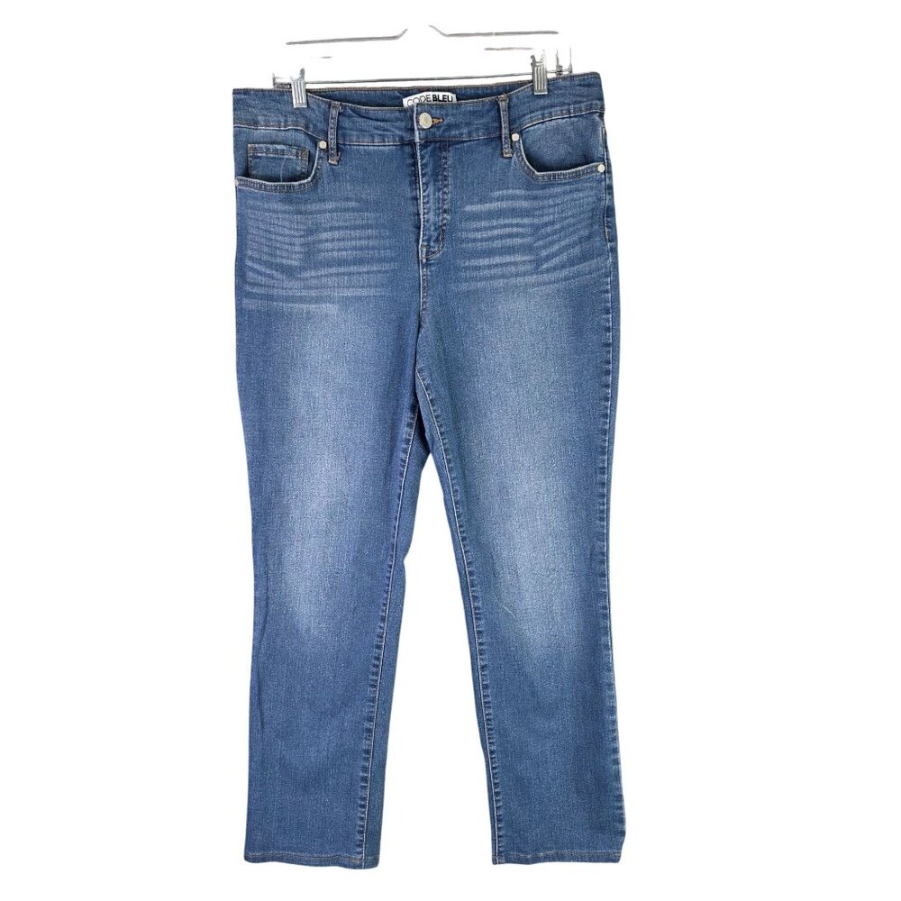 Womens Code Bleu Chelsea Classic Straight Denim Blue Jeans High Rise Size 12